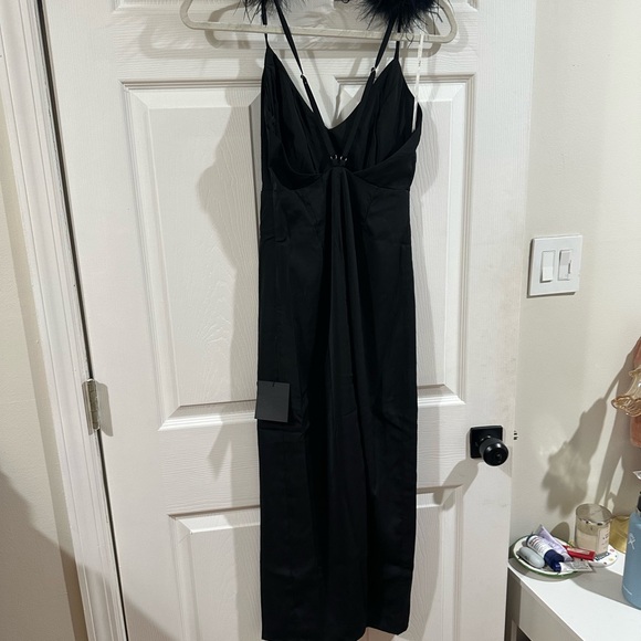 Lulu's Black Strapless Dress with Feather Accents - Picture 2 of 4